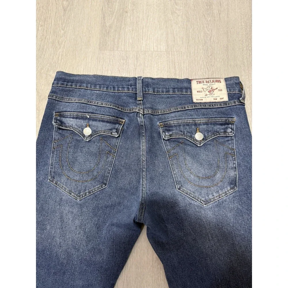 True Religion Men’s Relaxed Skinny Mid Rise Dark Wash Blue Denim Jeans Size 36
